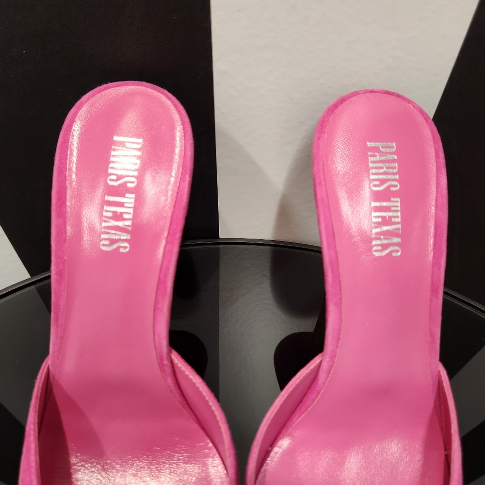 New Paris Texas Holly Cherry Embellished Pink Suede Mules Size 9 (US) 39 (EU) - Picture 6 of 7